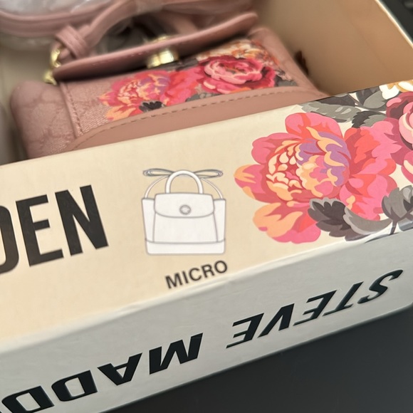🆕 STEVE MADDEN Micro Flower Floral Top Handle Crossbody Purse Bag BLUSH PINK - Picture 3 of 11